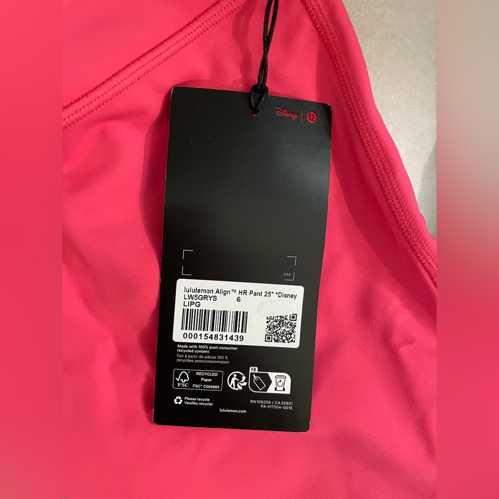 Lululemon Disney NWT Align High Rise Pants 25” Leggings Lip Gloss Pink Size 6 - Picture 12 of 15